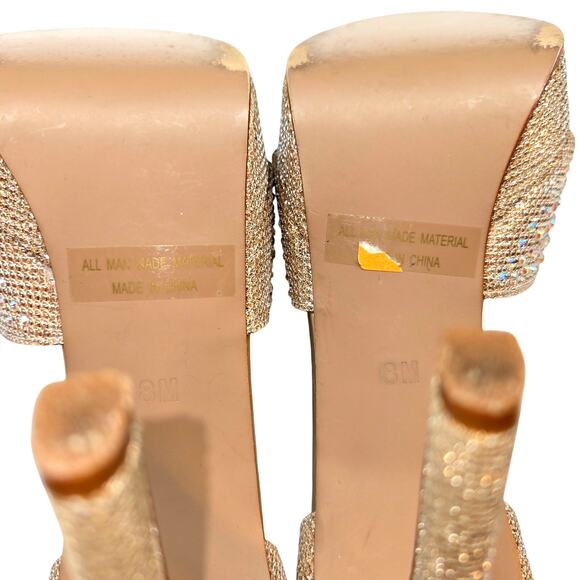 Touch Ups Shoes 9 Gold Glitter Platform Open Toe High Heel Pump Stiletto - Picture 5 of 6